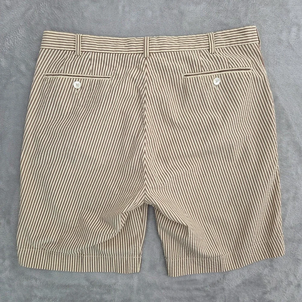Polo Ralph Lauren 381 Bleeker Seersucker Shorts Men 35 Brown Striped Classic Fit
